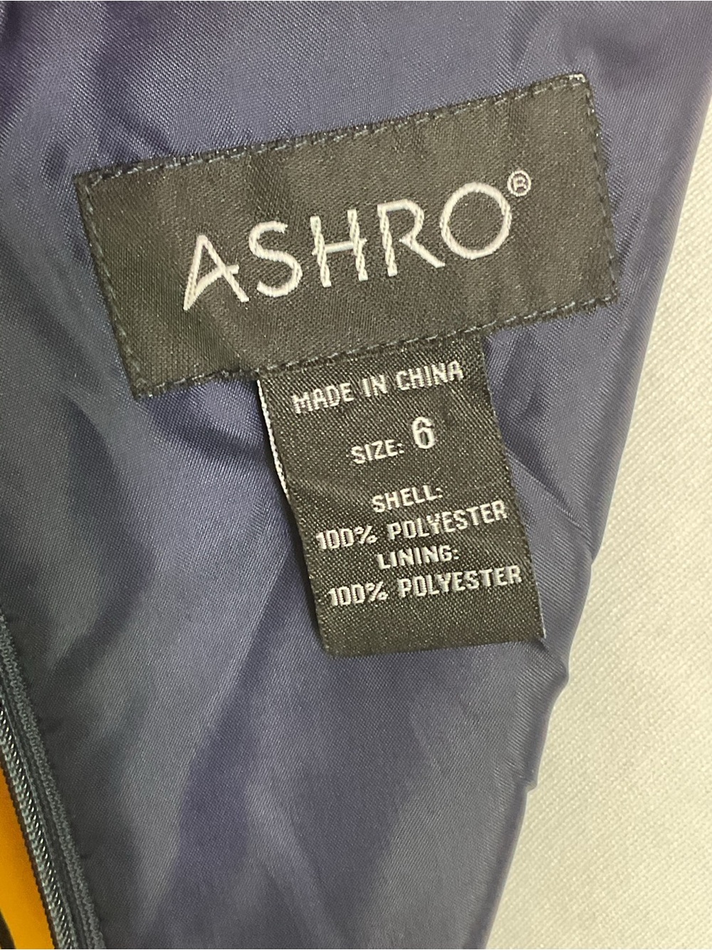 Ashro Navy Blue With Yellow Floral Print Vintage Dress - Picture 9 of 10